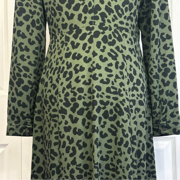 Chadwicks Green & Black Leopard Animal Print Button Down Shirt Dress 8P - Picture 15 of 16